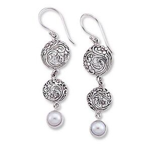 Samuel B. Silver triple drop Pearl Drop Earrings